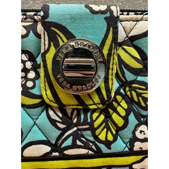 Vera Bradley One Size Teal Green Floral Quilted Wallet - Picture 5 of 12